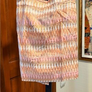 J. Crew Pink and Orange Patterned Pencil Skirt